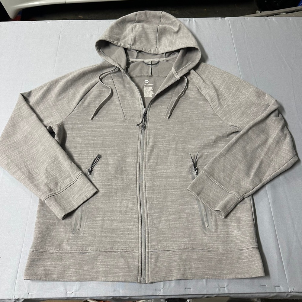 All In Motion Womens L Full Zip Hoodie Heather Gray Athletic Jacket Pockets
